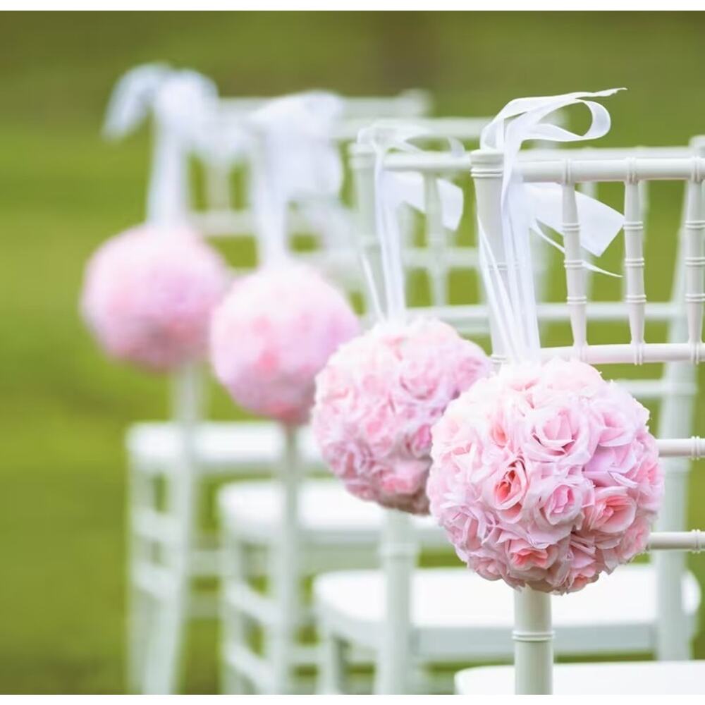Lot of 6 Blush Pink Rose Kissing Balls 7" Wedding Decor Pomander Hanging Floral